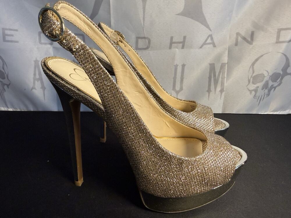 Jessica Simpson Kabale Gold Sparkle Platform Pumps Women’s 6M